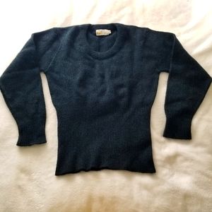 VTG Pebble Beach | Dark Teal Wool Knit Long Sleeve Fitted Sweater made in CA